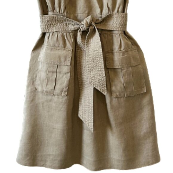 Laundry by Shelli Segal Linen Belted Utility Dress Size 8 Neutral Summer Classic - Picture 4 of 8